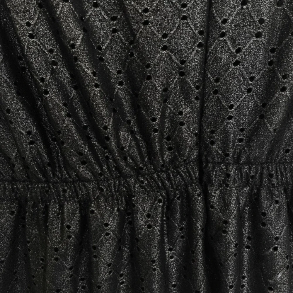 Michael Michael Kors Black‎ Metallic Eyelet Ruffle Mini Dress Womens M No Belt